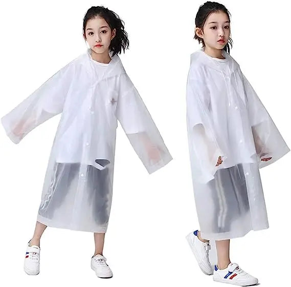 Waterproof Reusable EVA Rain Jacket 6-12 Year Olds XXL Lightweight Portable Clear Raincoat Logo Hood Hiking Toddler Boys Girls