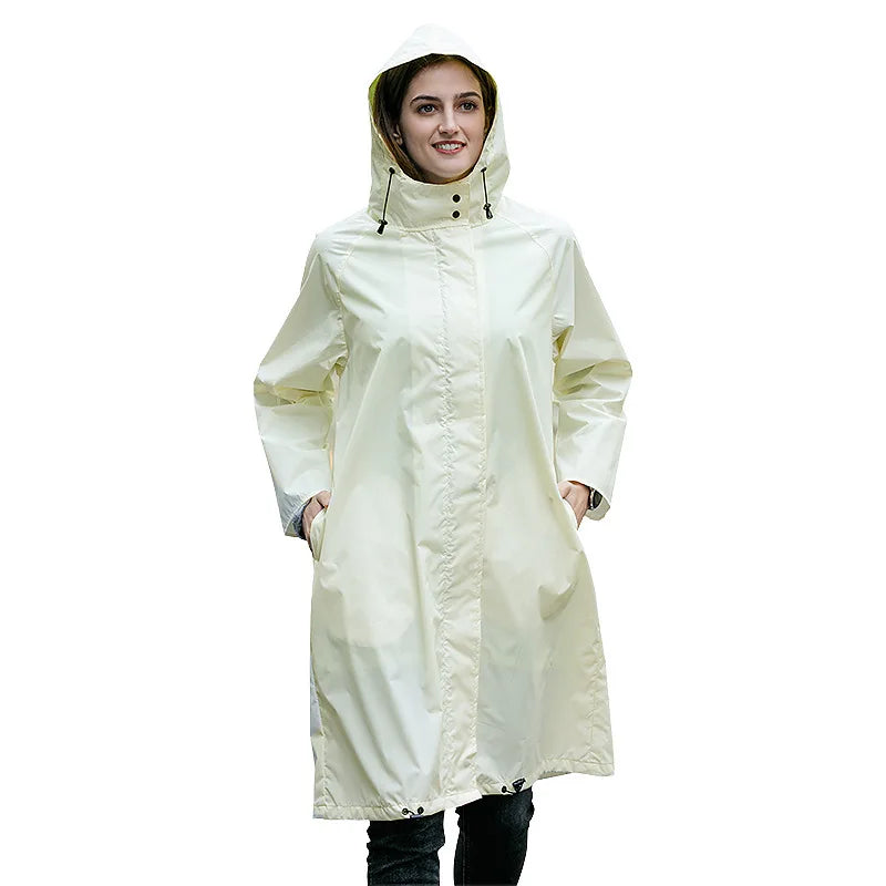 Custom Adults Rainsuit Hood Drawstring Raincoat Poncho Waterproof Polyester Travel Hiking Featuring Customizable Logo Decoration