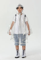 High Quality EVA Transparent Kids Raincoat Waterproof School Baby Cape With Zipper Back to School Travel Gear-Size XL