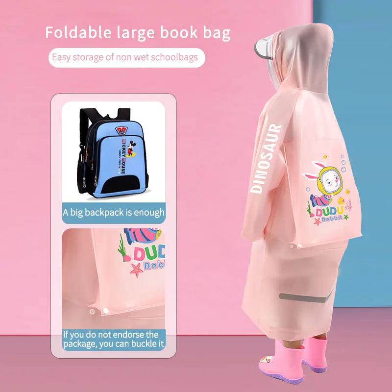 Cartoon Animal Style Waterproof Poncho Jas Hujan Anak  Hooded Rainwear Rainsuit Kids Raincoat