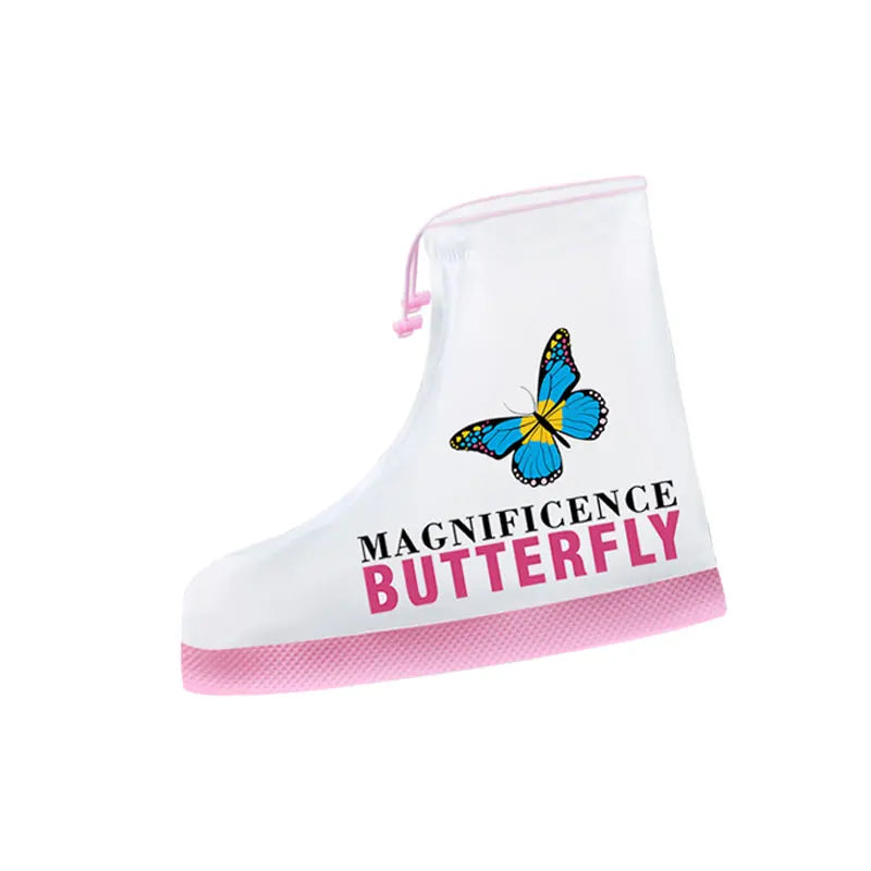 New Style Unisex White Pink Rain Boots Eco-Friendly Cartoon Design for School and Outdoor Activities Adult Shoe Cover Customized Main image