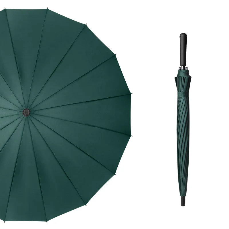 Factory Straight Auto 16-Ribs Golf Umbrella Waterproof and Windproof Travel Adult Design Semi-Automatic Control for Wholesale