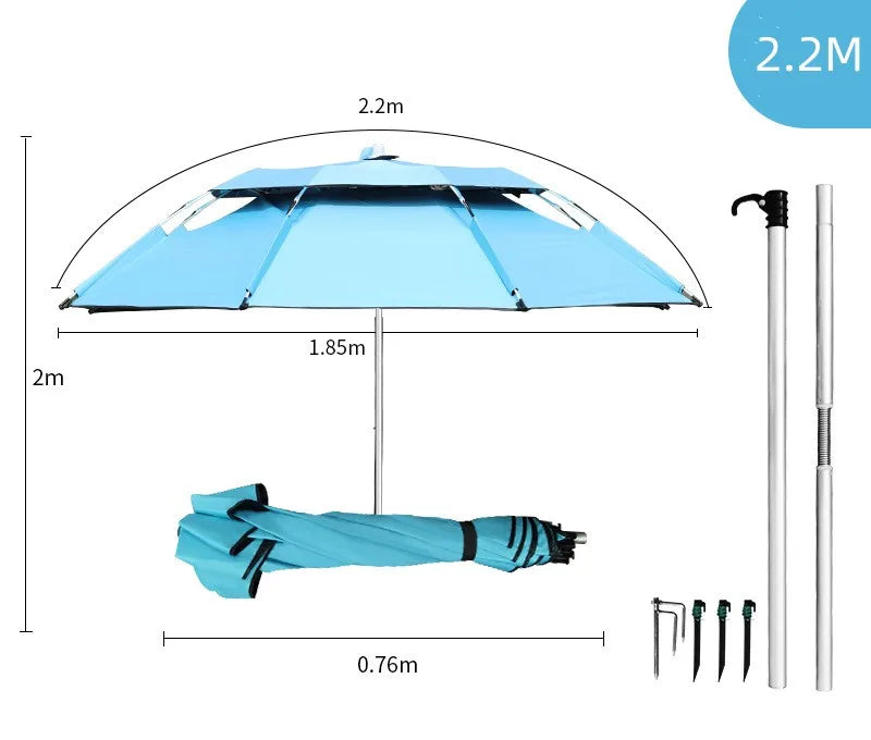 Fishing Umbrella Buckle Flower Double-layer Thickened Windproof Universal Full Shading Parasol
