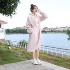 Japan South Korea Women's Lightweight Nylon Raincoat Breathable Long Fashion Waterproof Raincoat Leisure Hiking Wind Girls