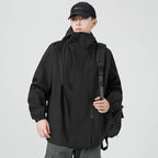 Men's High Quality Waterproof Polyester Windbreaker Print Pattern Rain Jacket With Logo for Hiking Rainy Outdoor Activities