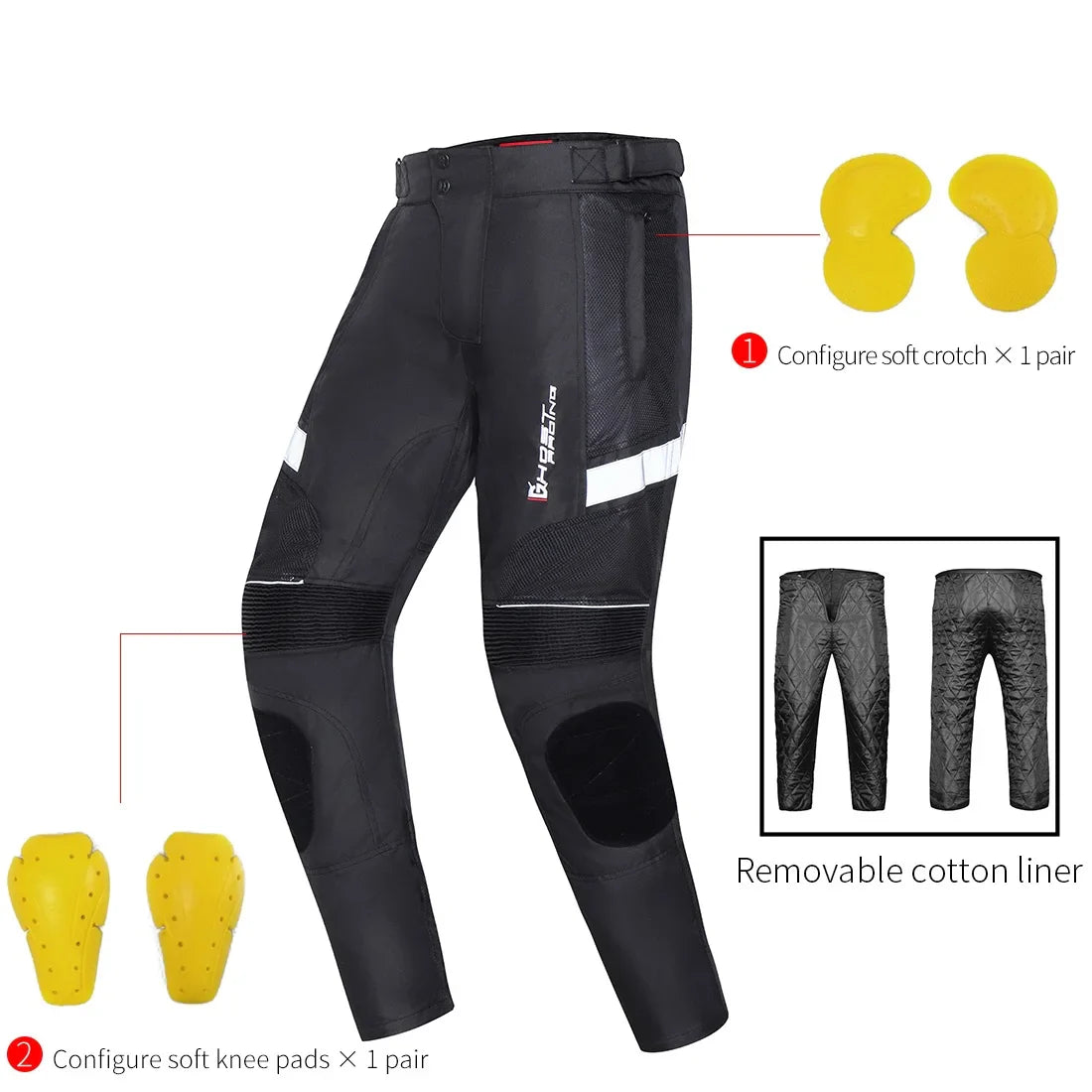 Dualspor Men's Sportswear Motorcycle Riding Pants Unisex Insulated Hip Protection Trousers Removable Thickened Windproof XS Secondary image