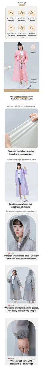 Thickened Eco-friendly Travel Adult EVA Raincoat for Drifting, Portable Adult Non Disposable Raincoat