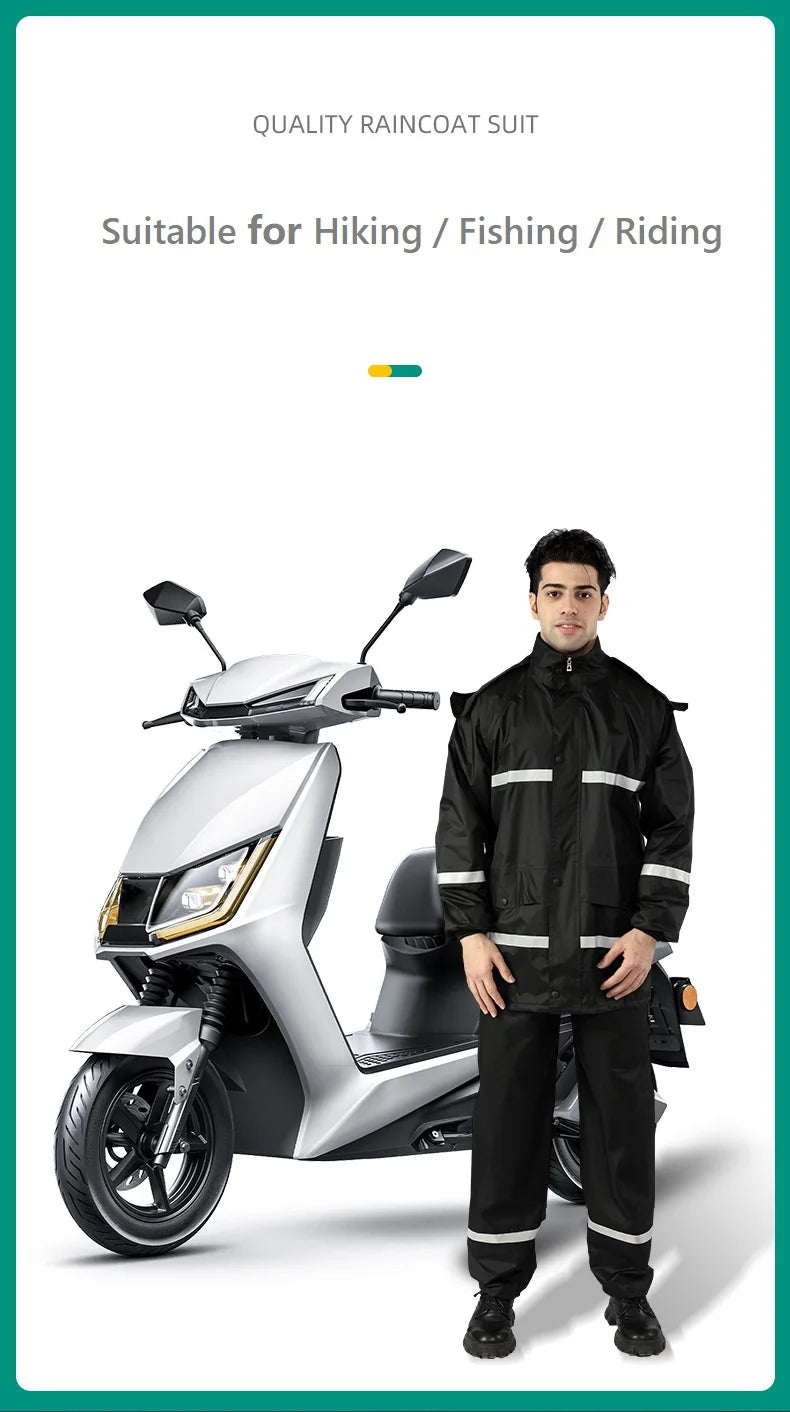 Whole Sale Factory Price Rain Suit Rainproof  Raincoat Set With Pants Waterproof Custom Rain Coat With Reflection Tapes