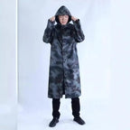 Fashionable One-piece Waterproof Camouflage Long Raincoat With Double Plackets and Buttons 0.28mm PVC