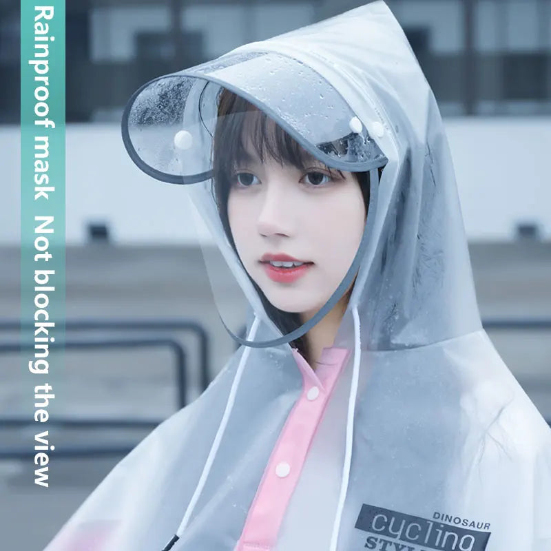 New Fashion Adult Poncho Waterproof PVC Hooded Riding Raincape Big Brim High Quality Durable Simple Pure Color Reusable One