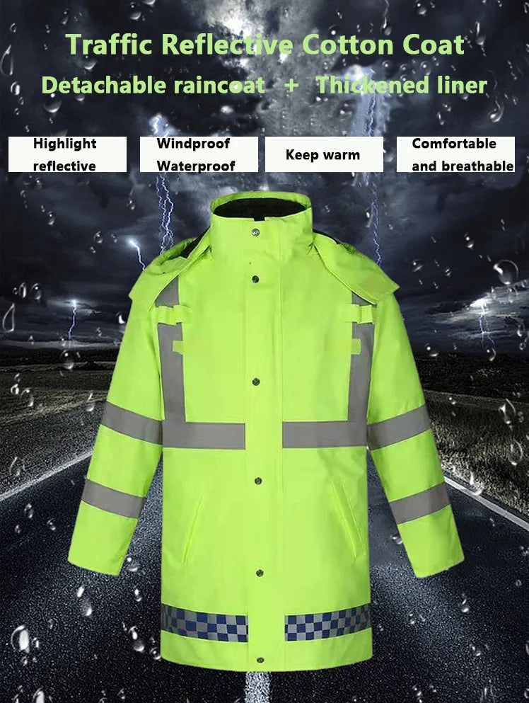 High Visibility Reflective Safety Jacket Waterproof Raincoat With Logo Anti-storm Work & Hiking Adult Raincoat for Men & Women