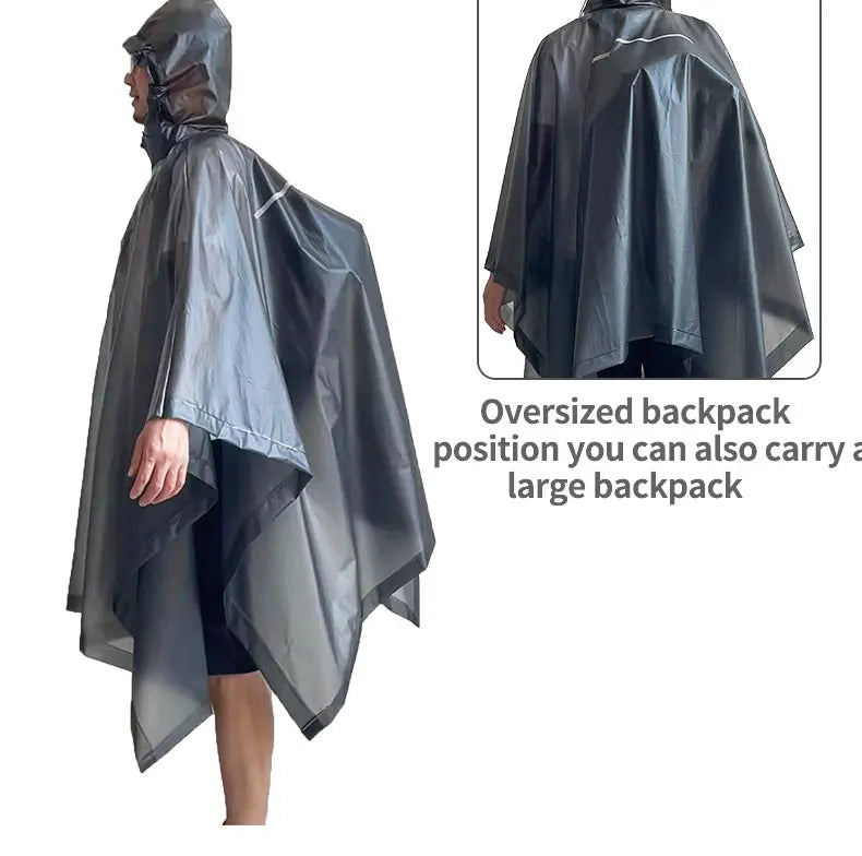 Customized Adult EVA Rain Poncho Reflective Tape Waterproof Motorcycle Jacket With Logo Print Outdoor Camping Raincoat Walking