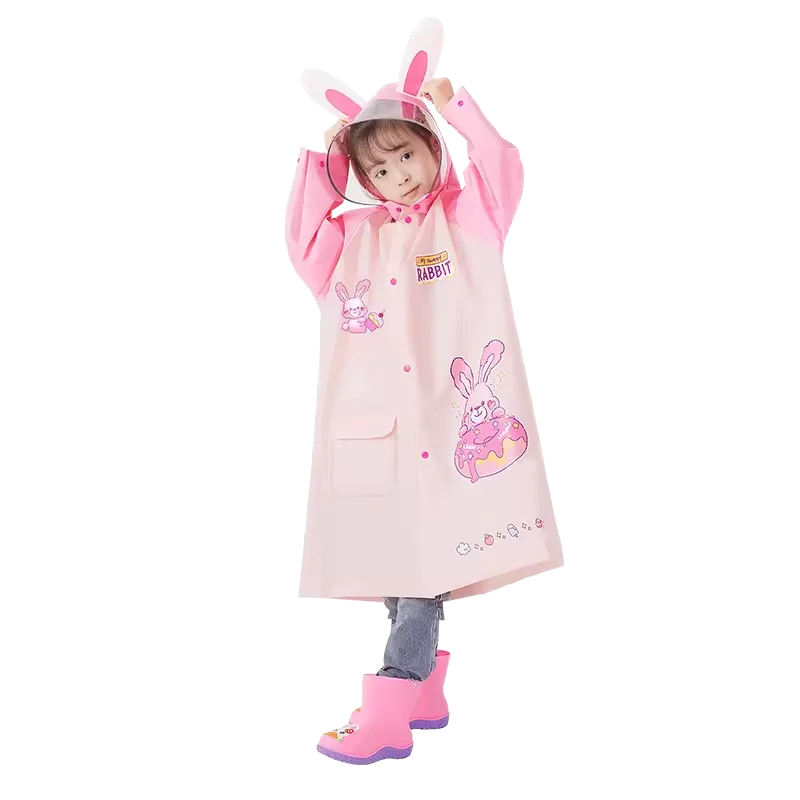 High Quality Eva Children's  Cartoon Waterproof Raincoat  Poncho Student Rainwear Outdoor Schoolbag for Kids Girls Wholesale