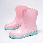 Fashionable Unisex Rain Boots Mid-Calf PVC Waterproof Cover Anti-Slip Light Weight Rubber Insole Reusable Rain Gear Outdoor Use