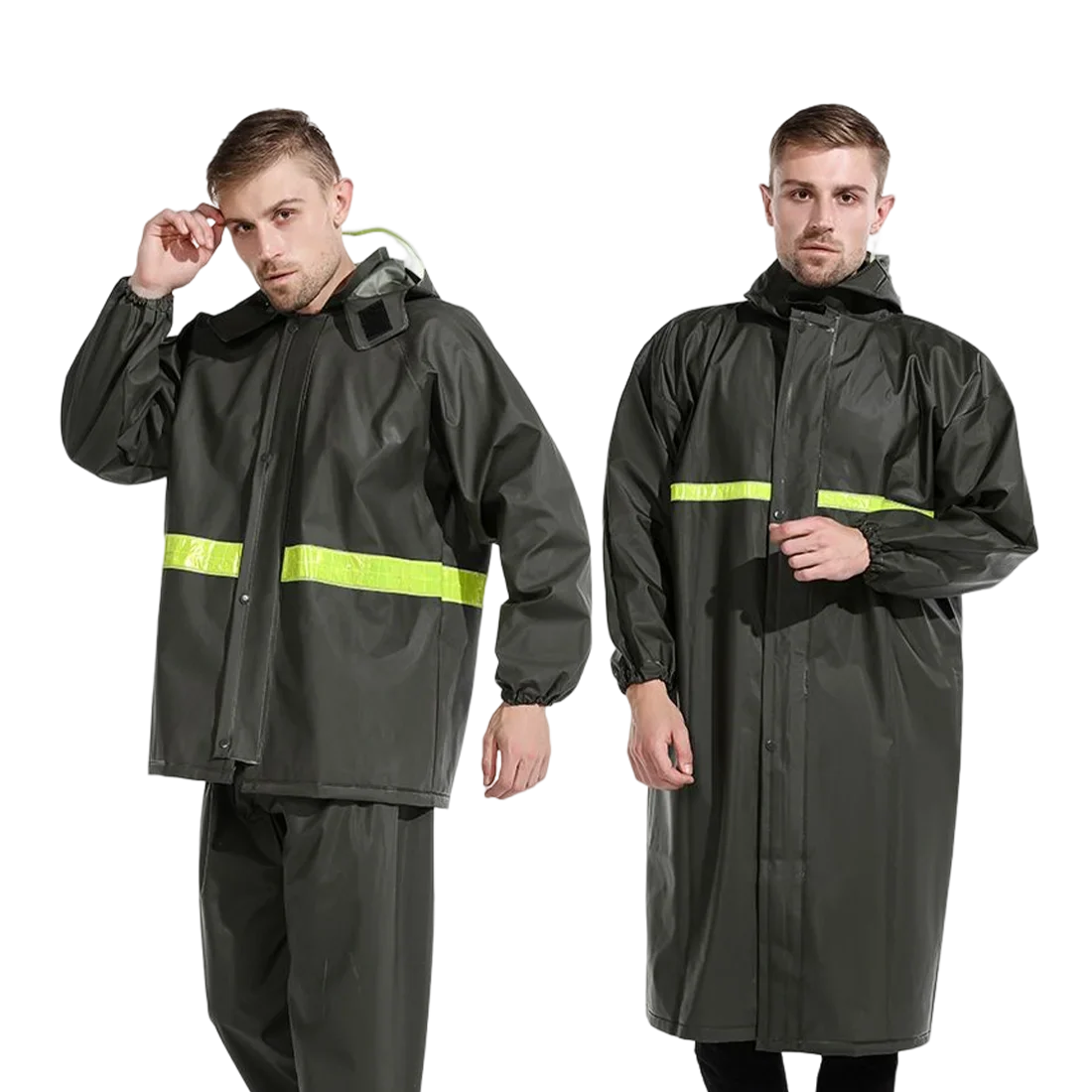 Knitted Fabrics PVC Rain Coats Rain Pants  Breathable  Raincoat Wholesalers Green Reflective Motorcycle Raincoat for Outdoor Main image