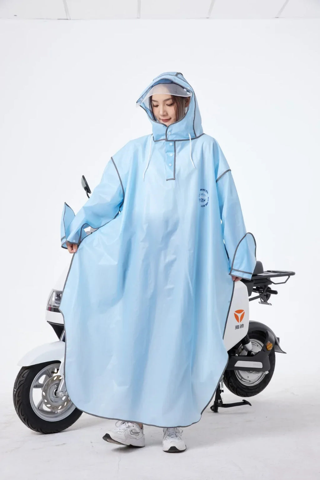 Modern Design Adult Boys and Girls  EVA Long Raincoat Backpack Waterproof Windproof for Outdoor Touring Travel Electric Bicycle