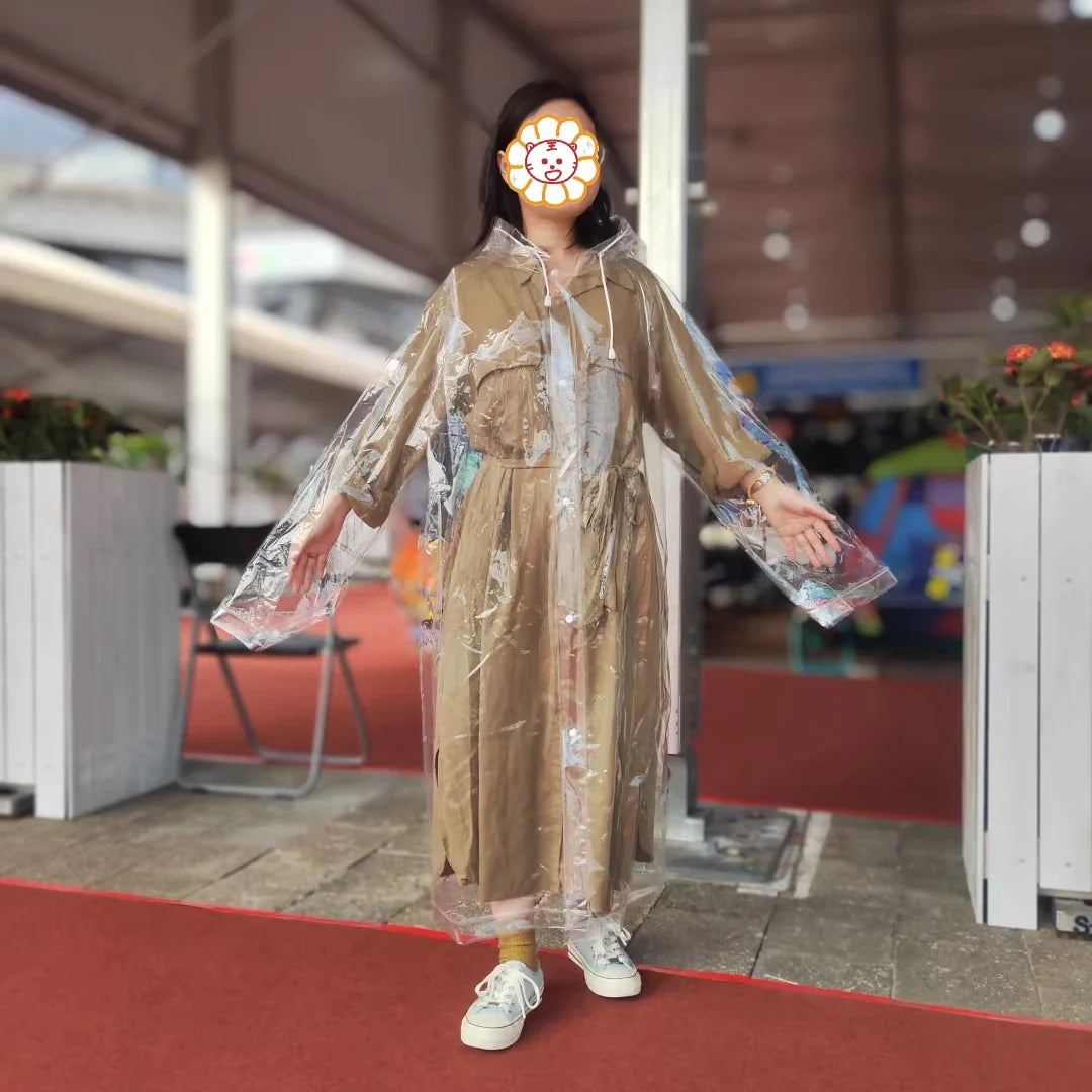 Wholesale Lightweight Transparent Long Waterproof Custom EVA clear extra Large Hood Raincoat Fashion Dance Style Windproof Main image