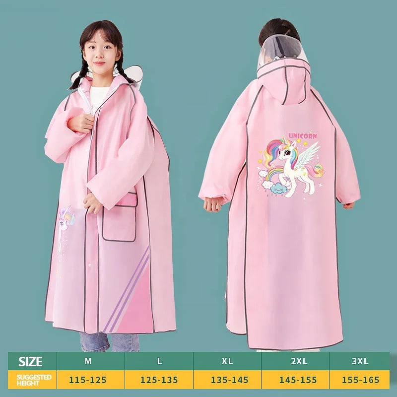 High Quality Lightweight EVA Raincoats Waterproof Windproof Hood Boys Girls Outdoor Hiking School Children Camping