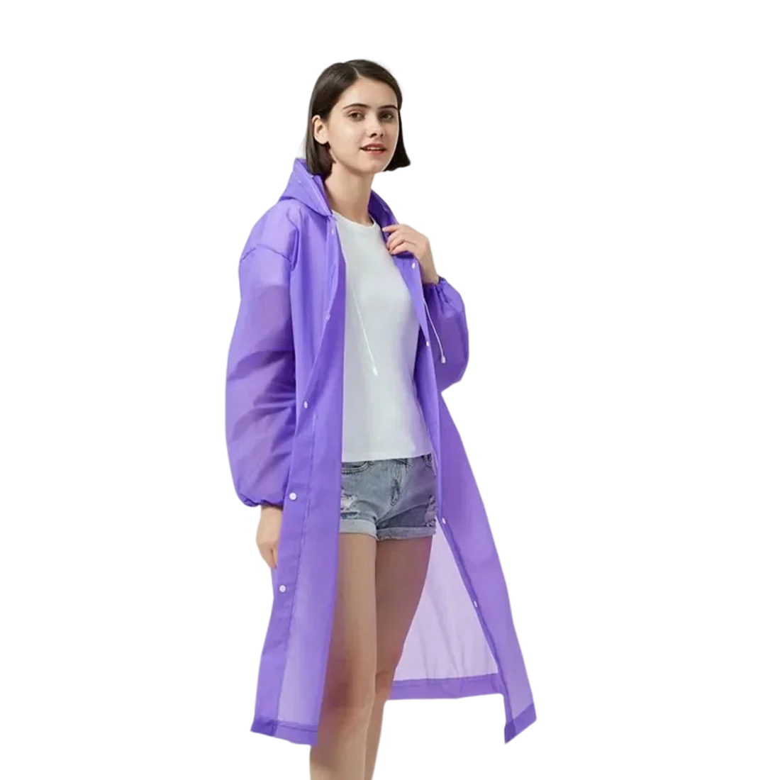 Portable Adult Travel EVA Raincoat Waterproof Long Full-Body Poncho Outdoor Thickened Non-Disposable One Pocket Rainwear Rainy