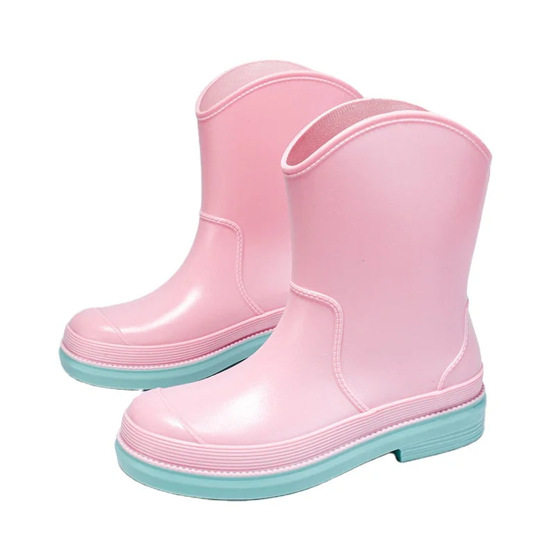 Fashionable Unisex Rain Boots Mid-Calf PVC Waterproof Cover Anti-Slip Light Weight Rubber Insole Reusable Rain Gear Outdoor Use Main image