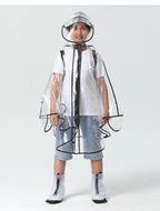 High Quality EVA Transparent Kids Raincoat Waterproof School Baby Cape With Zipper Back to School Travel Gear-Size XL