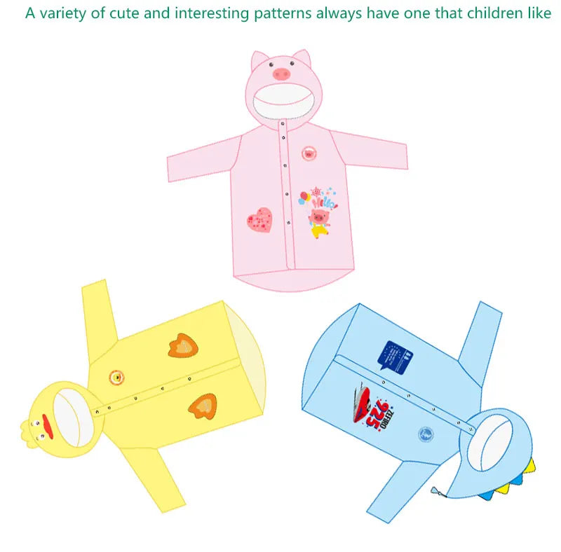 Custom Kids Raincoat EVA Hooded Waterproof Cartoon Design PU Material Breathable Windproof Reusable Overall Girls' Hiking XXL