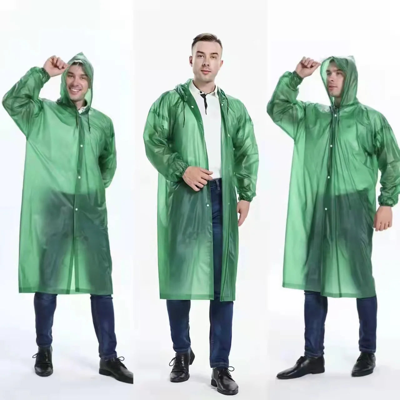 Factory Price Reusable Pvc Hooded Raincoat Waterproof Windproof Long Raincoat Long Rain Jacket