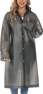 Women and Unisex Reusable Waterproof Long EVA Rain Poncho Packable Hooded Rain Jacket for Adults for Tourism and Motorcycle Use