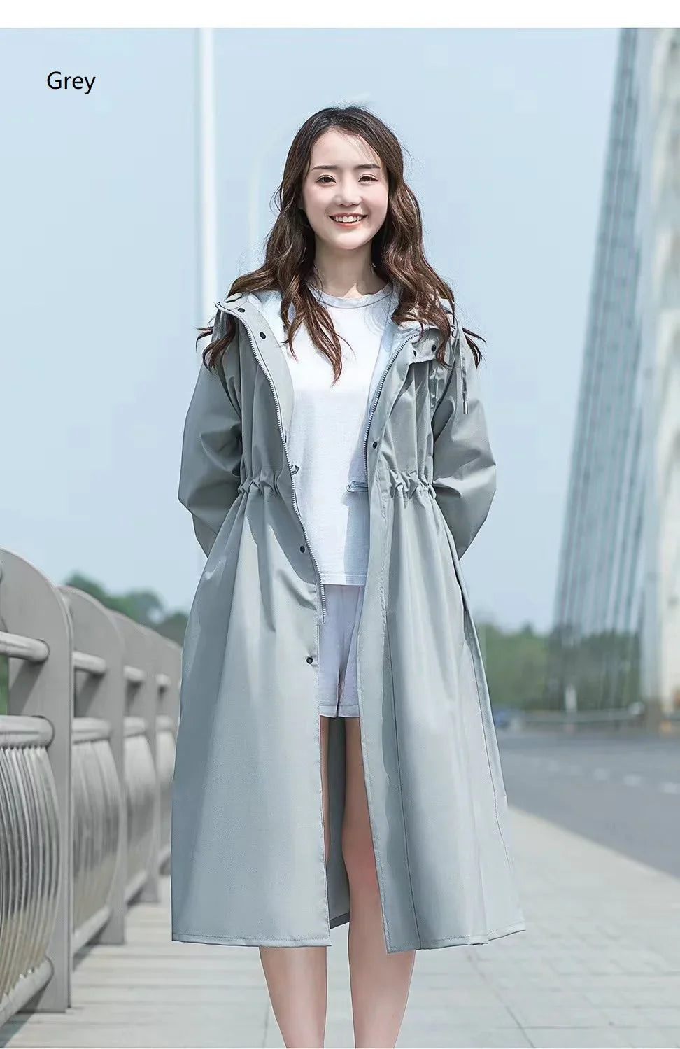 Fashionable Customizable Polyester Raincoat for Adults Waterproof Clothing With Logo Long Rain Poncho Hiking Outdoor Activities