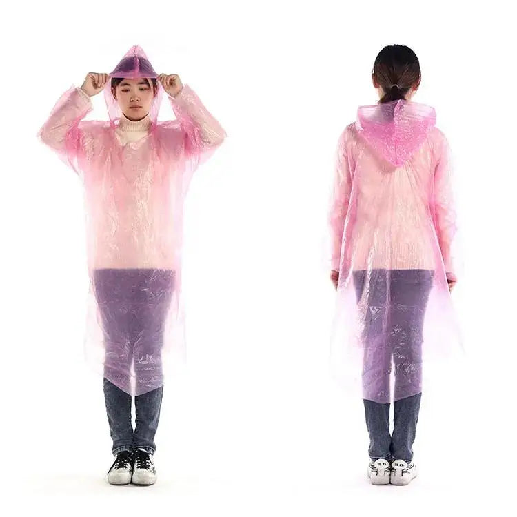 Free Sample Adults Disposable PE Rainwear Waterproof Emergency Poncho for Outdoor Hiking Plastic Raincoat