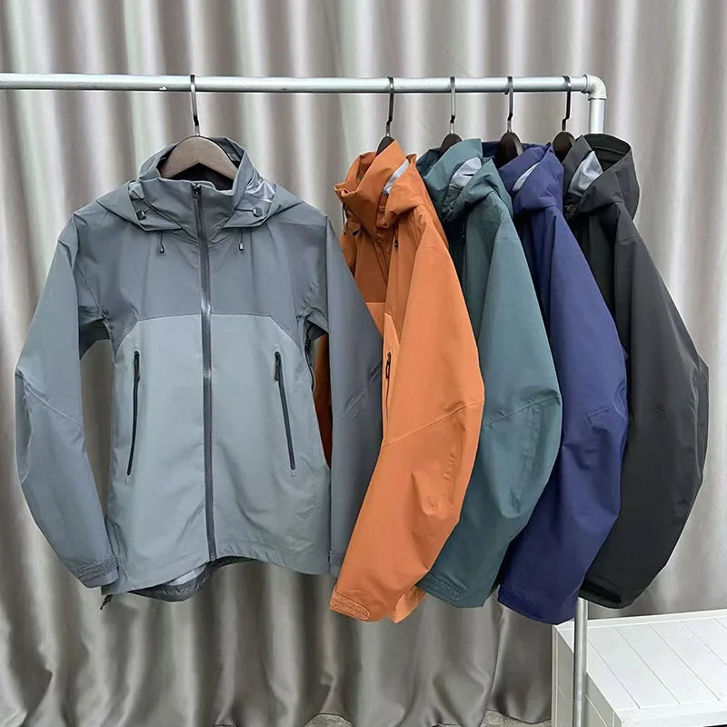 High-End Trilaminate Waterproof Breathing Bomber Jacket Soft Winter Windbreaker With Zipper Closure for Hiking Raincoat