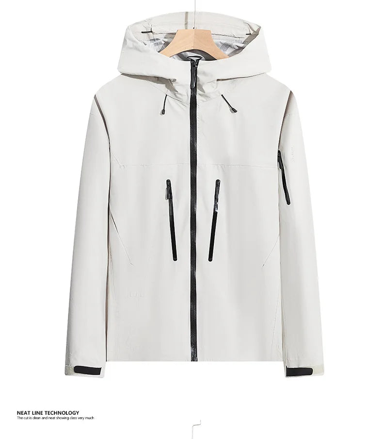 Men's Insulated Windbreaker  Rain Shell Jacket Waterproof Lightweight Softshell Hooded With PVC for Hiking