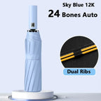 24 Ribs Custom logo 12k 3 Folding Umbrella Automatic Open and Close Sun and Rain Umbrella for Outdoor