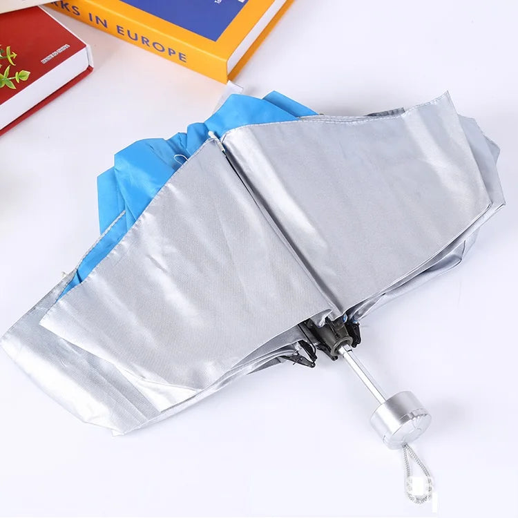 Factory Price 3-Folding Rainproof Windproof Umbrellas With Sier Coating Quick Shipment Fabric Plastic Handle Promotional Style