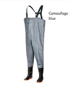 Adult PVC Fisherman Fishing Waders With Boots XXXL Size Plastic Rain Jacket for Hiking Includes Waist Jip Waders