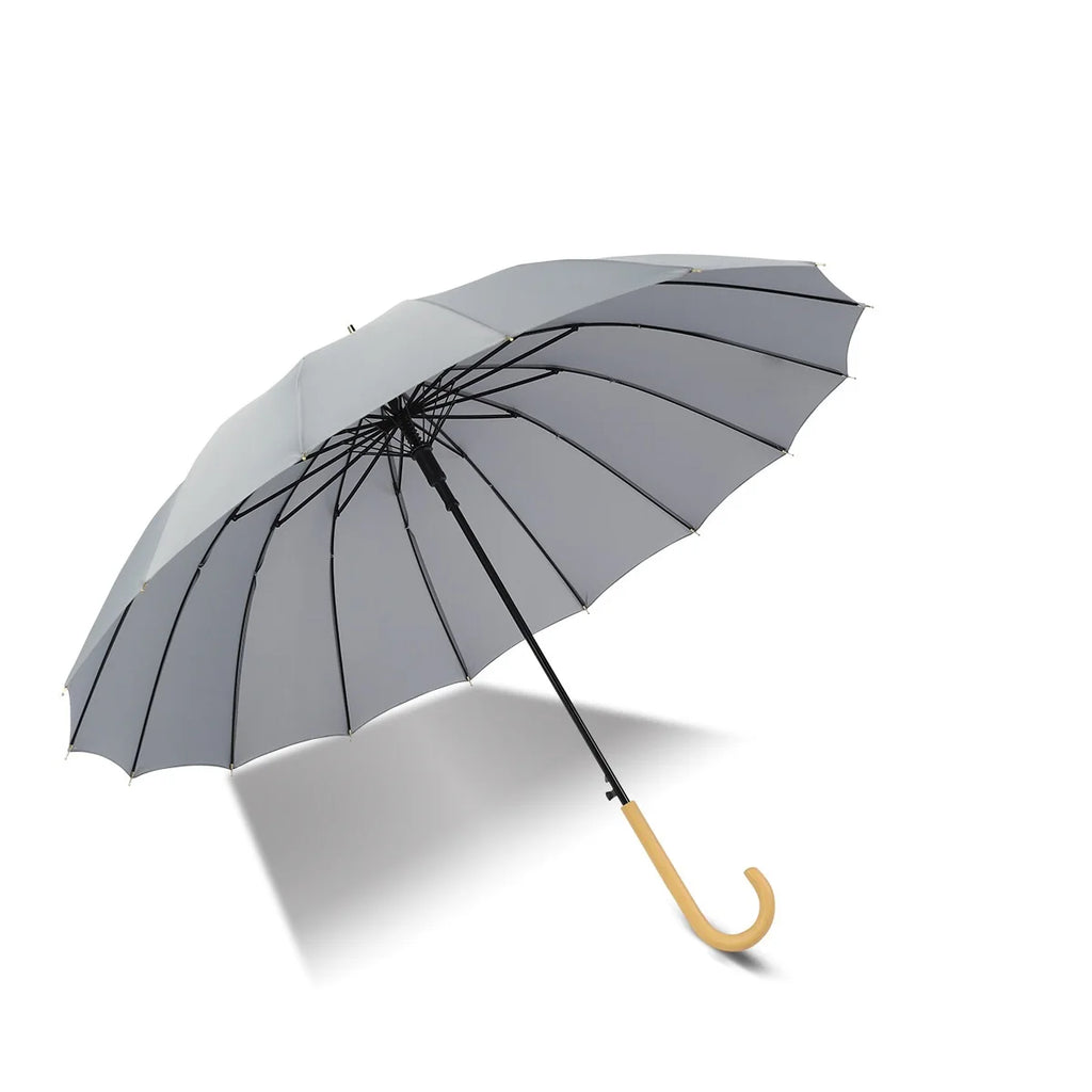 Luxury 23-Inch Oversize Business Umbrella 16K Ribs Japan Style Fashion Wood Handle New Fabric Promotional Advertising Umbrella