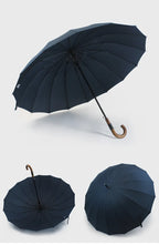 Luxury Automatic Wooden J Handle Business Umbrella With Custom Logo UV Printing Folding Feature for Rain Gifts