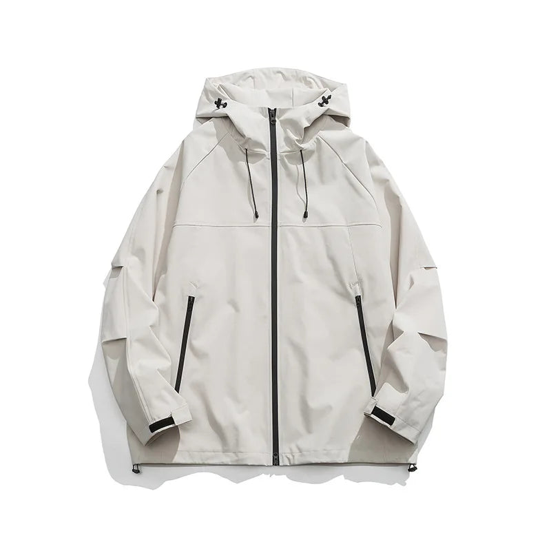 Outdoor Raincoat Windproof Shell Jacket Waterproof Zipper Gender-neutral Trendy Mountaineering Hooded Jacket
