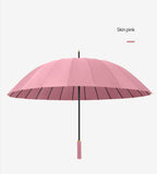 23-Inch 24K Japan Design Straight Umbrella Leather Handle Windproof Rain Customizable Logo Fabric Material Promotional Features