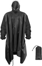 Waterproof Lightweight Hooded Rain Poncho for Adults Reusable Rain Coat One Pocket Breathable Feature Hiking Tours Men Women