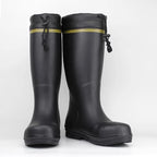 Men's Anti-Smashing Rubber Rain Boots With Steel Toe Fashion High Tube Water Boots for Work Waterproof Labor Protection