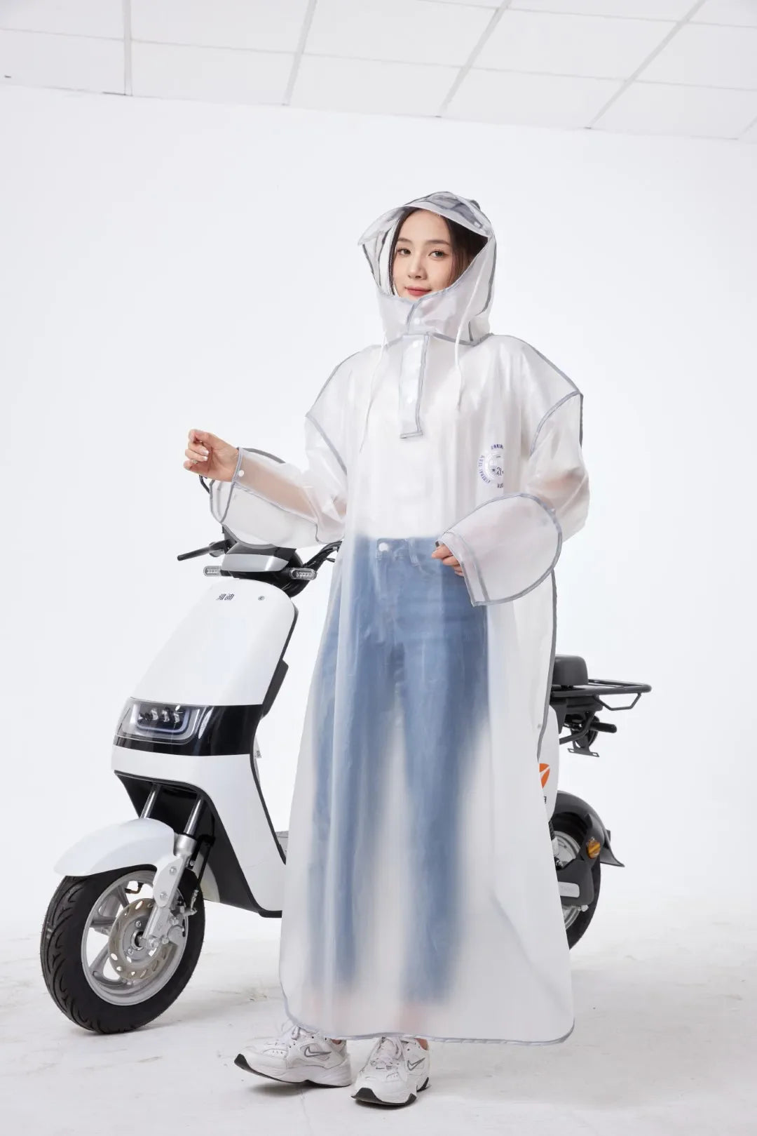 Modern Design Adult Boys and Girls  EVA Long Raincoat Backpack Waterproof Windproof for Outdoor Touring Travel Electric Bicycle Secondary image