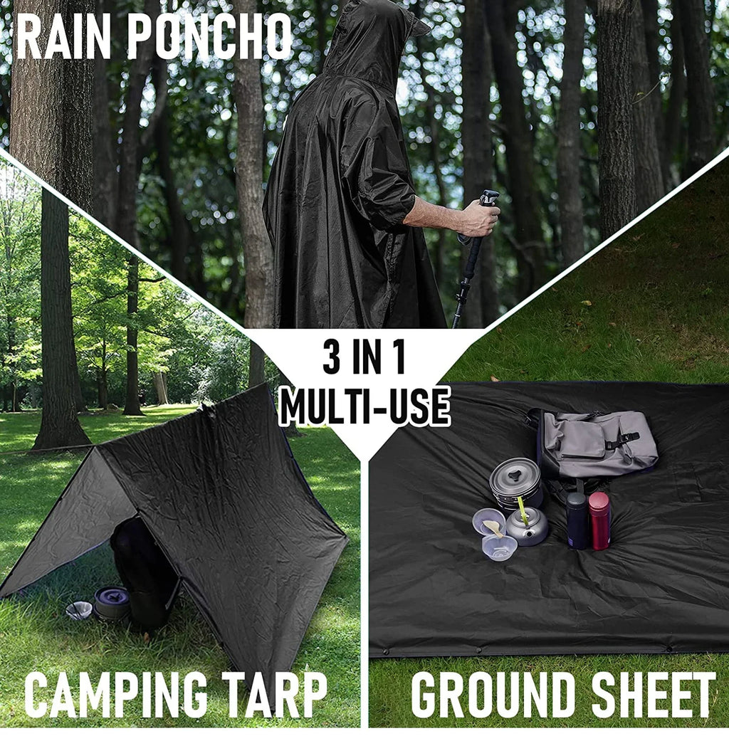 3 in 1 Raincoat Suit EVA Cloth Raincoat Waterproof Poncho Logo Decoration Hat Rain Jacket Outdoor Activity Hiking Made Polyester