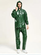 PVC Split Reusable Rain Coat With Pants Waterproof Fishing Rain Gear Motorcycle Suit Logo Decorated for Hiking With One Pocket