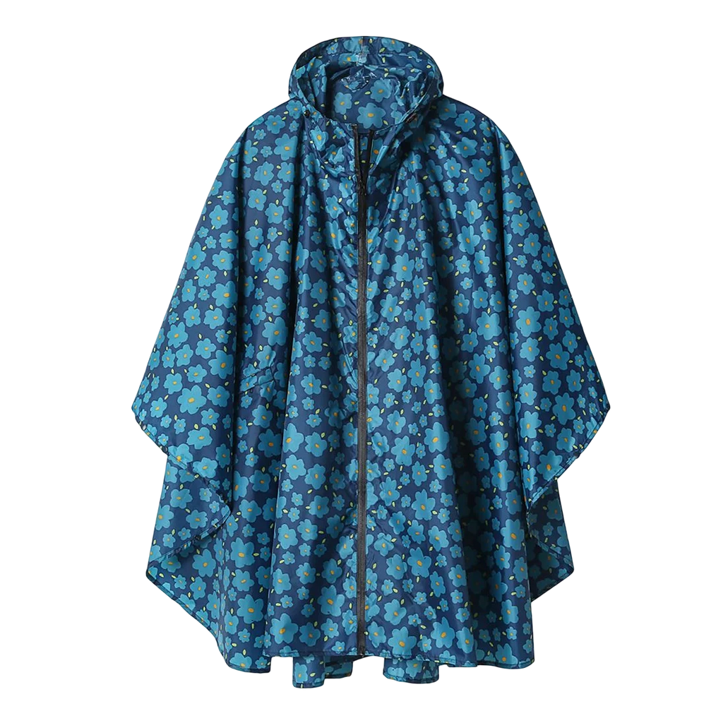Women's Disposable Waterproof Rain Poncho Jacket Hood Blue Yellow Flower Style Polyester PU Includes Pockets Motorcycling