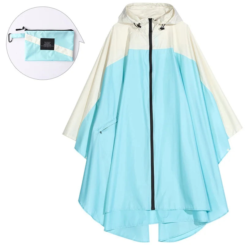 Hot Sale Fashionable Adult Rain Poncho Custom Waterproof Windproof Pongee Raincoat Reflective Hood One Fits Boys Girls Work