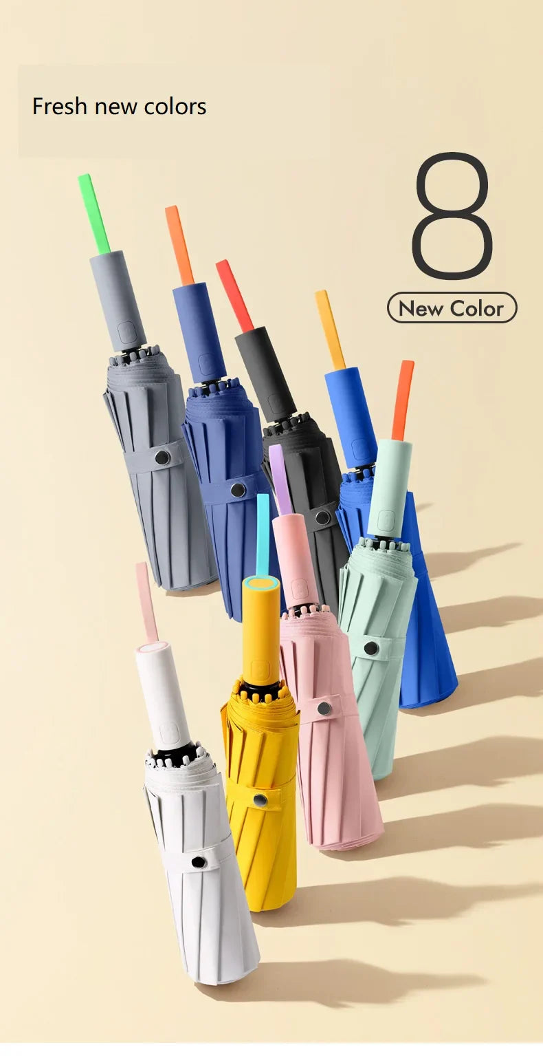 Cool Fresh Colors 23''*12k Carbon Fiber Rain Umbrella Contrast Color ABS Handle UV Protection Customizable Logo Fabric Material