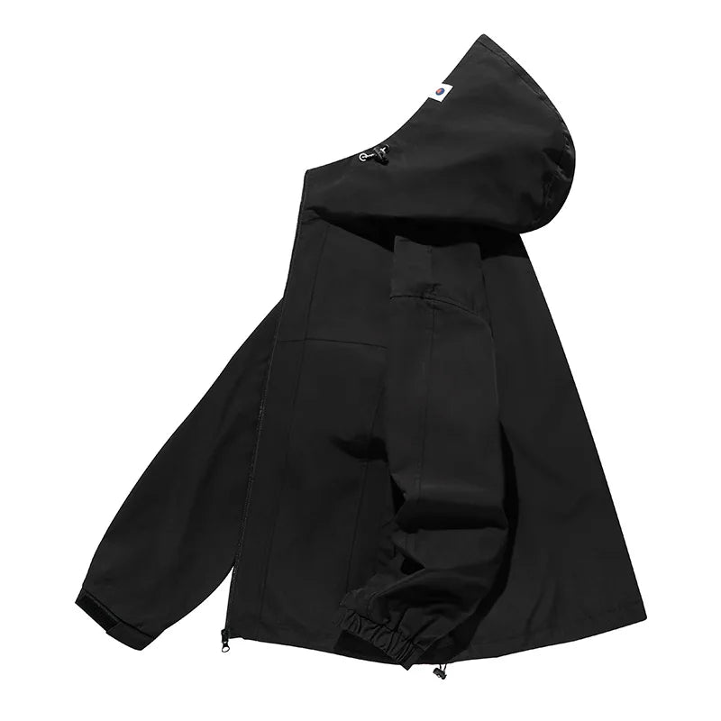 Waterproof Outdoor Multi-Pocket Hooded Windbreaker for Mountaineering & Camping for Hiking & Raincoat Use