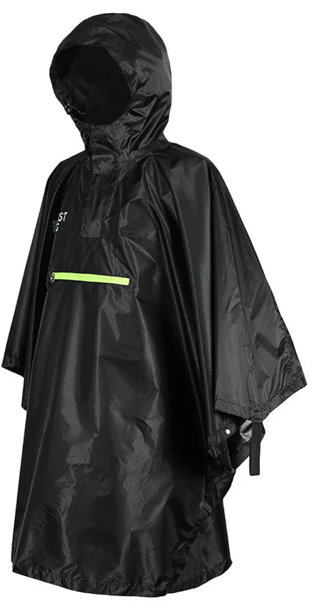 Custom Designed Waterproof Breathable Polyester Rain Cape  Hood Motorcycle Raincoat Folded In's Own Pocket
