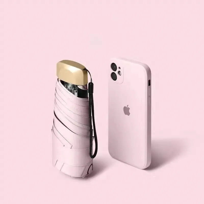 Portable Folded Ultra Light Weight 5 Folding Umbrella Sunblock UV Mini Pocket Umbrella Secondary image